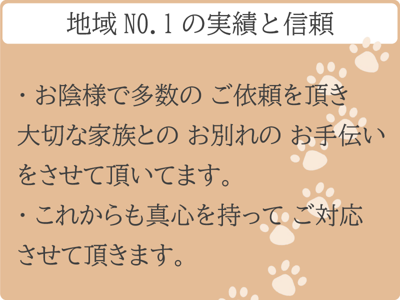 ペットの　お葬式・散骨・火葬等　対応します。ご依頼頂き　大切な家族とのお別れをさせて頂いてます。地域NO.1の信頼と実績です。